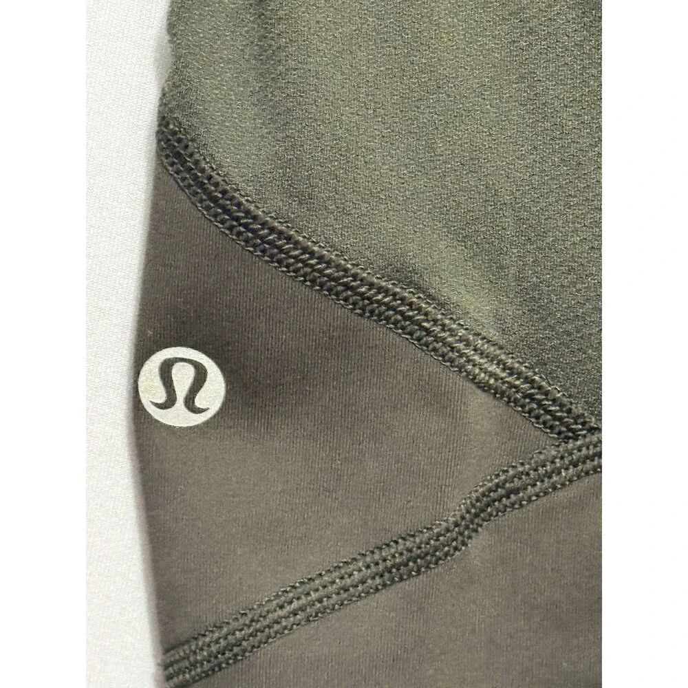 Lululemon Pace Rival Crop 22 Leggings Womens 8 Dark Olive Green Pockets